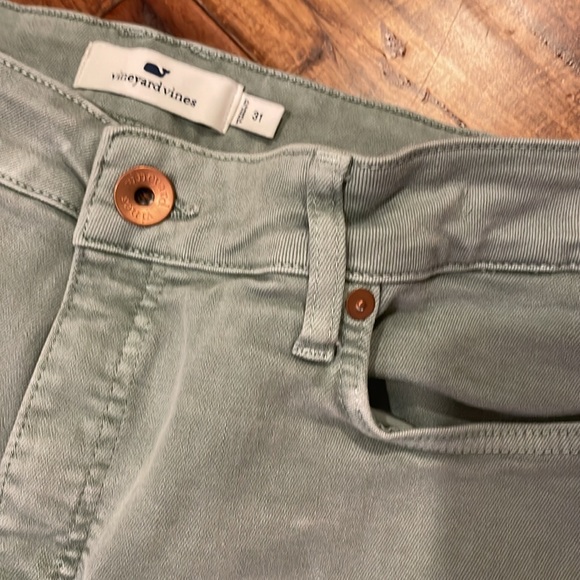 VINEYARD VINES HIGH RISE Kick Flare Sea Moss Green With Navy Stripe, sz 31, EUC - Picture 7 of 10